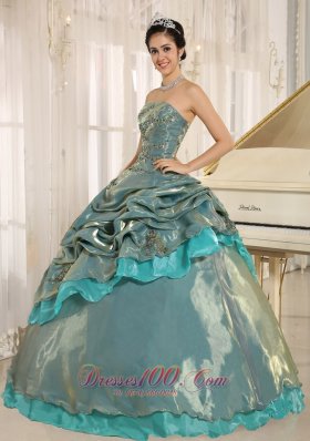 Multi-color Embroidery Decorate Strapless Quinceanera Dress