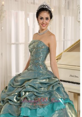 Multi-color Embroidery Decorate Strapless Quinceanera Dress