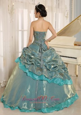 Multi-color Embroidery Decorate Strapless Quinceanera Dress