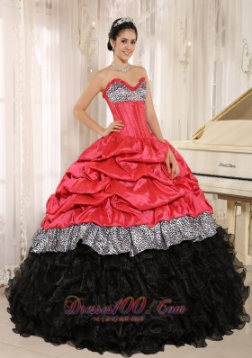 Zebra Print Hot Pink and Black Sweetheart Pink-ups Dresses for Quince