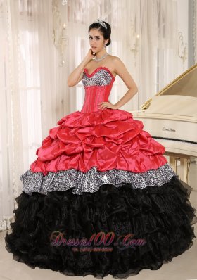 Zebra Print Hot Pink and Black Sweetheart Pink-ups Dresses for Quince