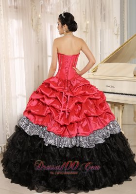 Zebra Print Hot Pink and Black Sweetheart Pink-ups Dresses for Quince