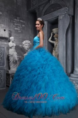 Baby Blue Sweetheart Ruffles Beading Ball Gown Quinceanera Dress