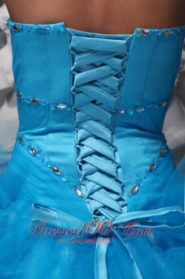 Baby Blue Sweetheart Ruffles Beading Ball Gown Quinceanera Dress