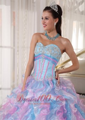 Boning Multi-color Quinceanera Dress Ruffles Floor-length