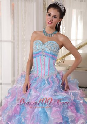 Boning Multi-color Quinceanera Dress Ruffles Floor-length