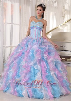 Boning Multi-color Quinceanera Dress Ruffles Floor-length