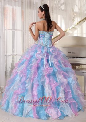 Boning Multi-color Quinceanera Dress Ruffles Floor-length