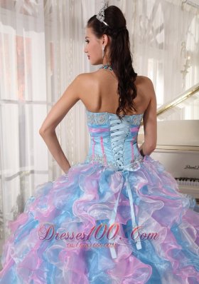 Boning Multi-color Quinceanera Dress Ruffles Floor-length