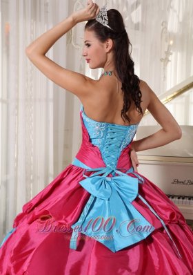 Aqua and Pink Multi-tierd Quinceanera Dress