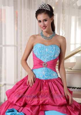 Aqua and Pink Multi-tierd Quinceanera Dress