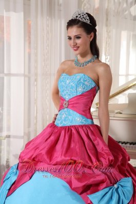 Aqua and Pink Multi-tierd Quinceanera Dress