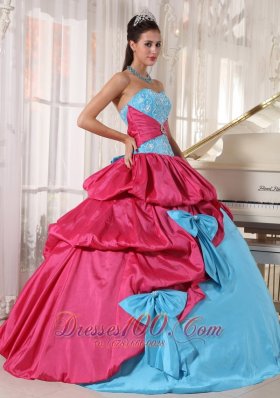 Aqua and Pink Multi-tierd Quinceanera Dress