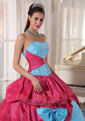 Aqua and Pink Multi-tierd Quinceanera Dress