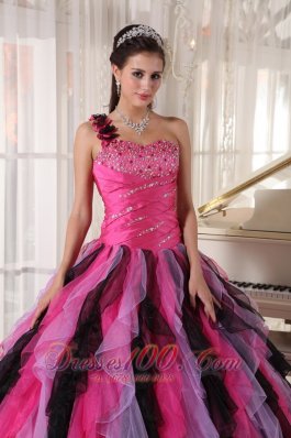 Multi-colored Strapless Ball Gown Quinceanera Dress