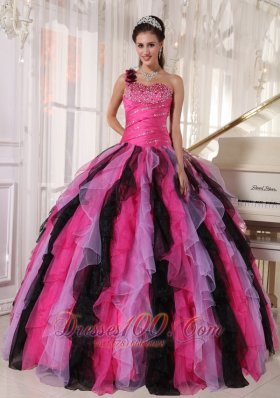 Multi-colored Strapless Ball Gown Quinceanera Dress