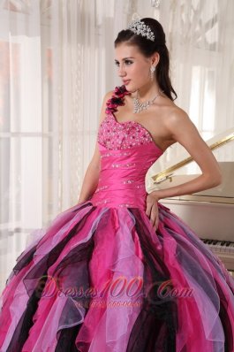 Multi-colored Strapless Ball Gown Quinceanera Dress