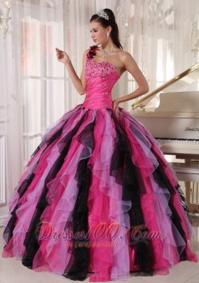 Multi-colored Strapless Ball Gown Quinceanera Dress