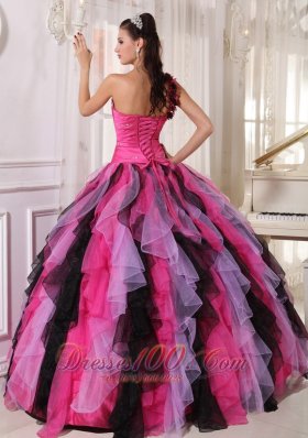 Multi-colored Strapless Ball Gown Quinceanera Dress