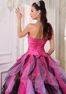 Multi-colored Strapless Ball Gown Quinceanera Dress