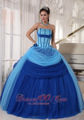 Baby and Navy Blue Quinceanera Dress Hand Made Flower