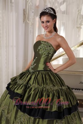 Olive Green Strapless Ball Gown Quinceanera Dress