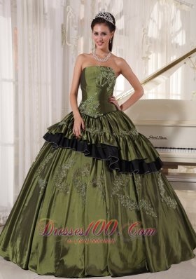 Olive Green Strapless Ball Gown Quinceanera Dress