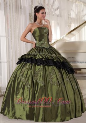 Olive Green Strapless Ball Gown Quinceanera Dress