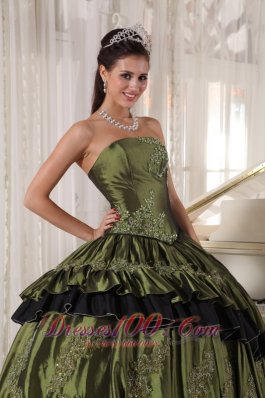 Olive Green Strapless Ball Gown Quinceanera Dress