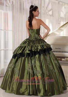 Olive Green Strapless Ball Gown Quinceanera Dress