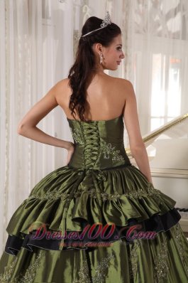 Olive Green Strapless Ball Gown Quinceanera Dress