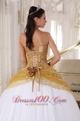 Informal Champagne and White Quinceanera Dress Halter