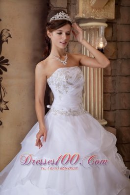 White Ball Gown Beading Quinceanera Dress Strapless Layer