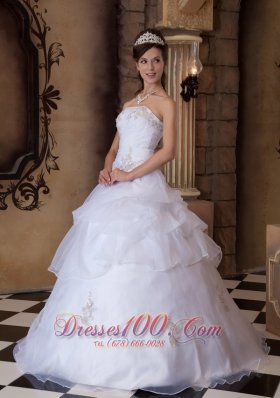 White Ball Gown Beading Quinceanera Dress Strapless Layer