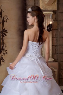 White Ball Gown Beading Quinceanera Dress Strapless Layer