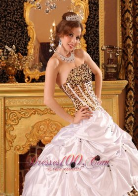 Zebra and Leopard Quinceanera Dress Brush Train Strapless