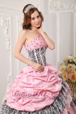 Pink and Zebra Sweet 16 Dress Ball Gown 2013 Multi-tierd