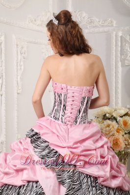 Pink and Zebra Sweet 16 Dress Ball Gown 2013 Multi-tierd