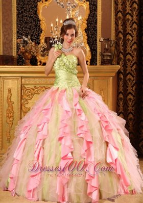 Hand Made Flower One Shoulder Layered Quinceanera Dress