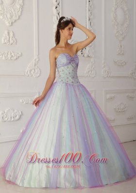 Sweetheart Multi-color A-line Beading Sweet 15 Dress