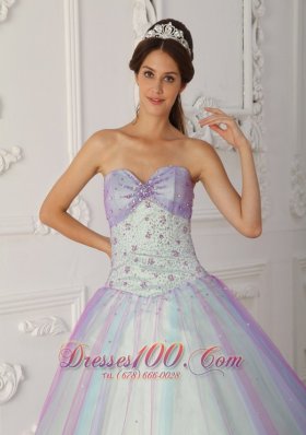 Sweetheart Multi-color A-line Beading Sweet 15 Dress