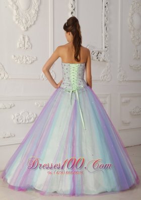 Sweetheart Multi-color A-line Beading Sweet 15 Dress