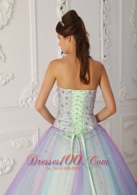 Sweetheart Multi-color A-line Beading Sweet 15 Dress