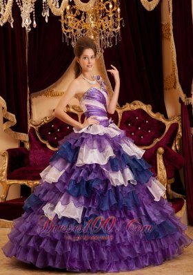 Colorful One Shoulder Layer Ball Gown Quinceanera Dress