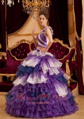 Colorful One Shoulder Layer Ball Gown Quinceanera Dress