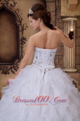 Sweetheart Beading Puffy Ball Gown White Dress for Sweet 15