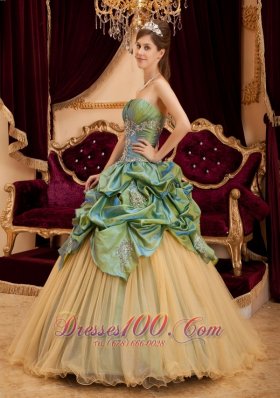 Olive Green Quinceanera Dress Pick-ups Tulle