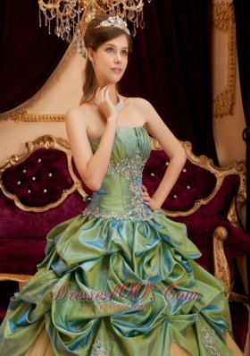 Olive Green Quinceanera Dress Pick-ups Tulle