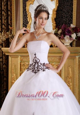 White Quinceanera Gown Embroidery A-line