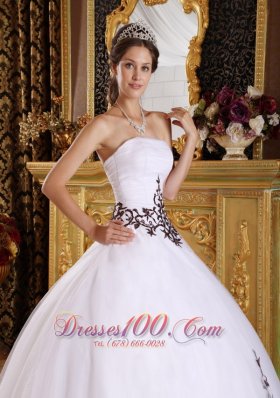 White Quinceanera Gown Embroidery A-line